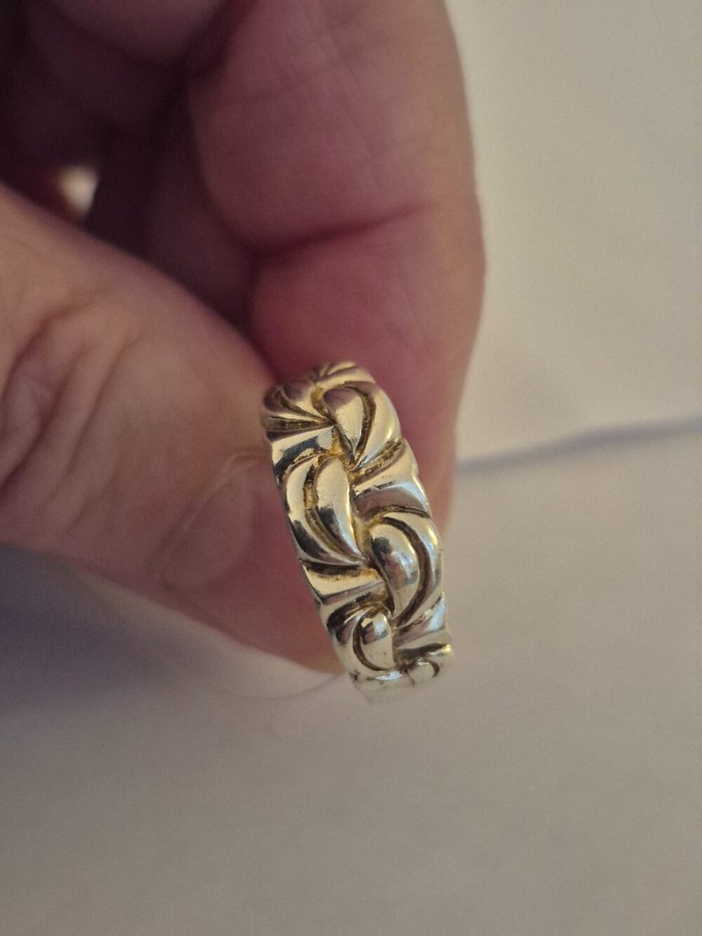 Vintage 925 Sterling Silver Bold Scalloped Weave Band Ring Size 9